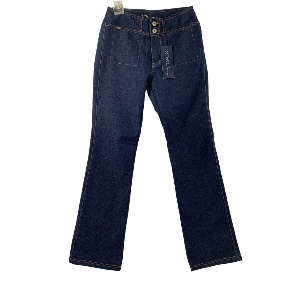 Revolt Jeans Co. Womens Size 9/10 Dark Wash Denim Bootcut NWT‎ No Pockets